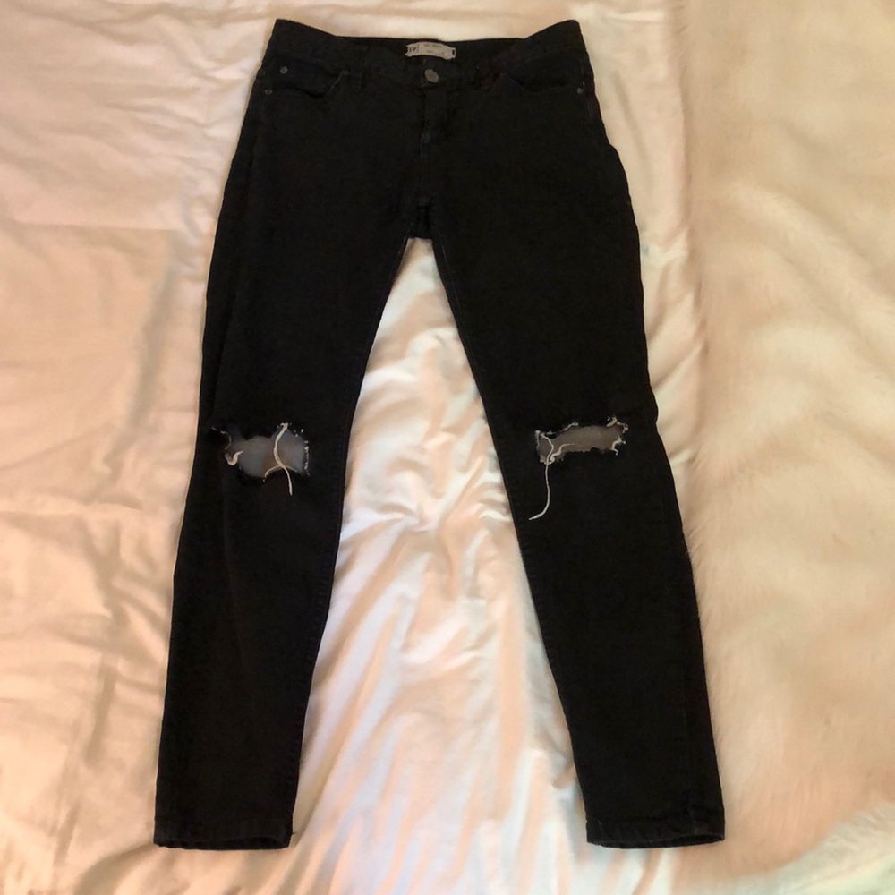 Free people black ripped skinny jeans